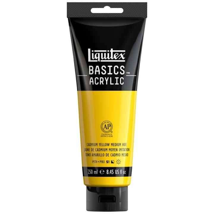 Liquitex BASICS Acrylic Paint, 250 mL, Tube, Cadmium Yellow Medium Hue