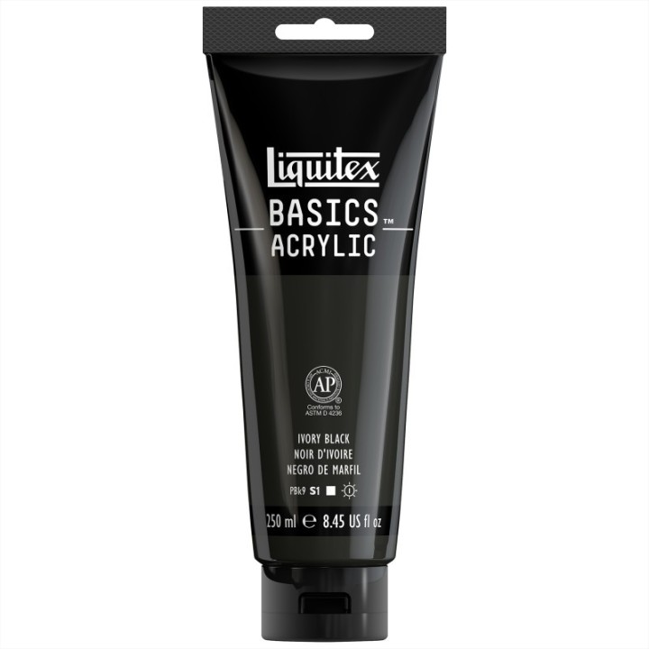 Liquitex BASICS Acrylic Paint, 250 mL, Tube, Ivory Black