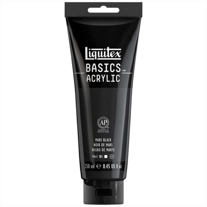 Liquitex BASICS Acrylic Paint, 250 mL, Tube, Mars Black