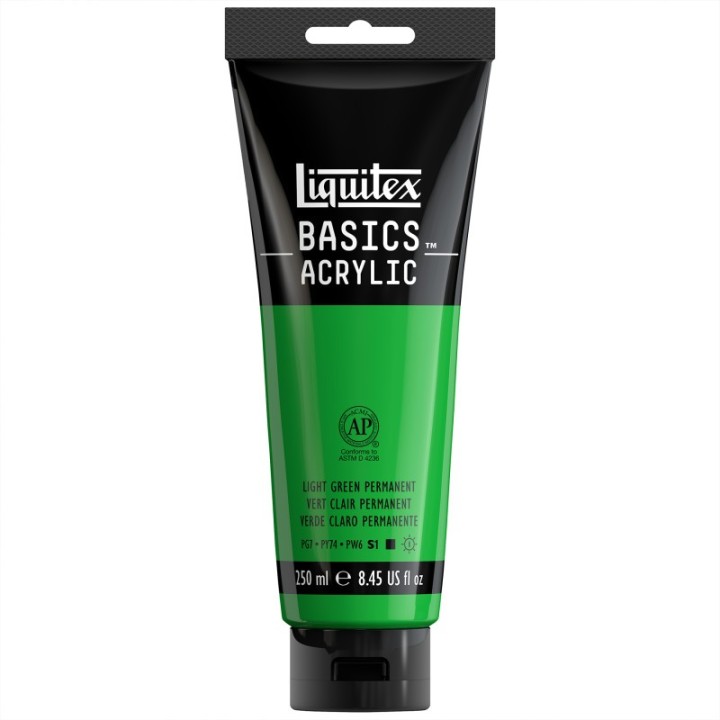 Liquitex BASICS Acrylic Paint, 250 mL, Tube, Light Green Permanent