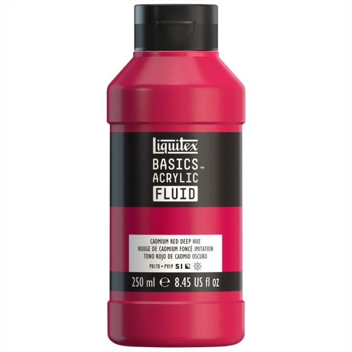 Liquitex BASICS Acrylic Fluid, 250 mL, Bottle, Cadmium Red Deep Hue
