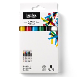 Liquitex Professional Acrylic Paint Marker, Fine Nib, 2 mm, Classic Colors, Set of 6
