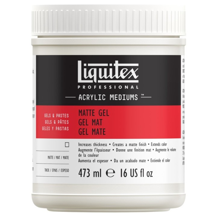 Liquitex Professional Acrylic Matte Gel Medium, Clear, 16 oz (473 mL)