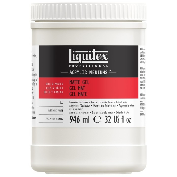 Liquitex Professional Acrylic Matte Gel Medium, Clear, 32 oz (946 mL)