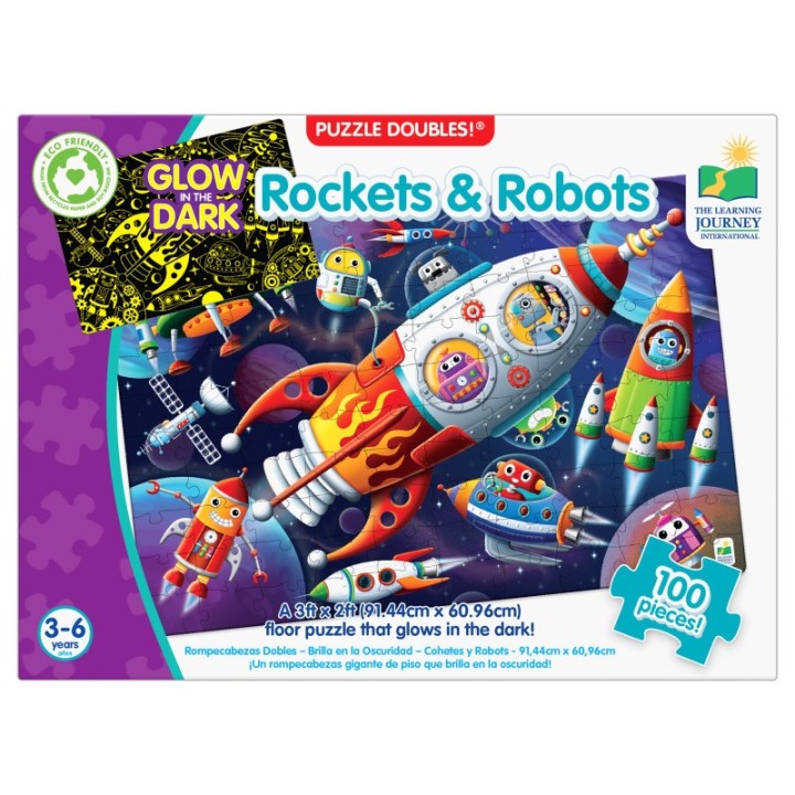 The Learning Journey International Puzzle Doubles - Glow In The Dark - Rockets & Robots