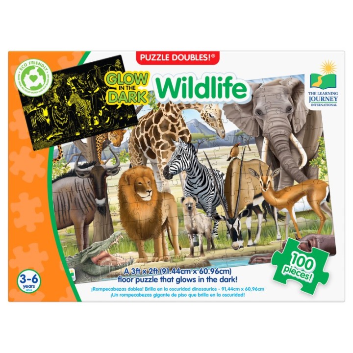 The Learning Journey International Puzzle Doubles - Glow In The Dark - Wildlife