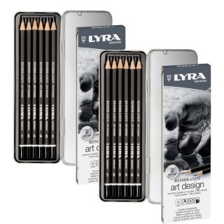 Lyra® Rembrandt Art Design Graphite Drawing Pencil Set Tin, Assorted Colors, 6 Per Set, 2 Sets
