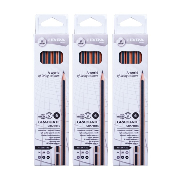 Lyra® Graduate Graphite Pencil, Technical Set, 6 Per Set, 3 Sets