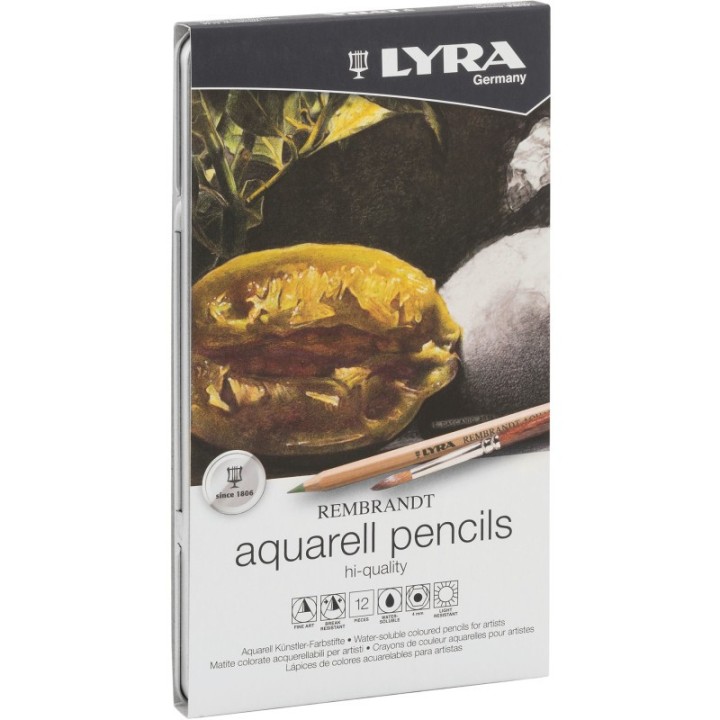 Lyra® Rembrandt Aquarell Watercolor Pencil Set Tin, Assorted Colors, 12 Pieces