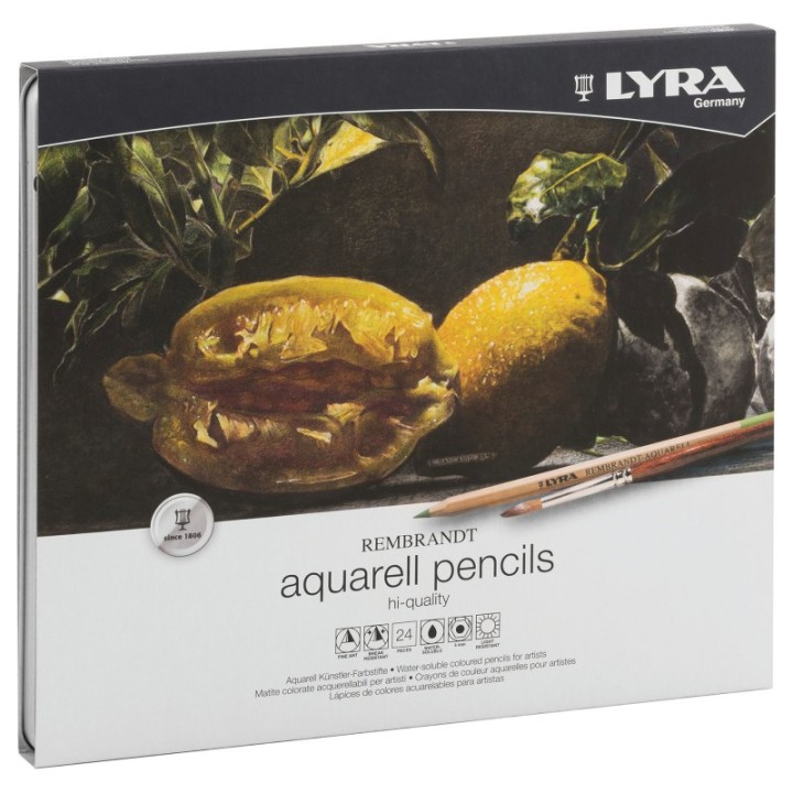 Lyra® Rembrandt Aquarell Watercolor Pencil Set Tin, Assorted Colors, 24 Pieces