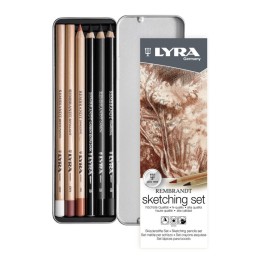 Lyra® Rembrandt Sketching Pencil Set, Metal Tin, Assorted Colors, 6 Pieces