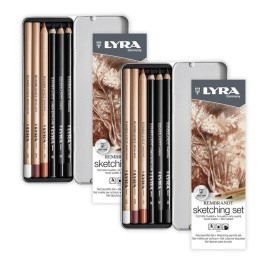 Lyra® Rembrandt Sketching Pencil Set, Metal Tin, Assorted Colors, 6 Per Set, 2 Sets