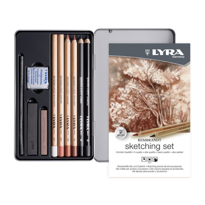 Lyra® Rembrandt Sketching Pencil Set Tin, Assorted, 11 Pieces