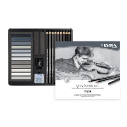 Lyra® Gray Tones Sketching Set Tin, Artist Pencils & Pastels, Assorted Colors, 25 Pieces