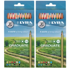 Lyra® Graduate Colored Pencil Set, Assorted Colors, 12 Per Set, 2 Sets