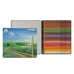 Lyra® Graduate Colored Pencils Set Tin, Assorted Colors, 24 Pieces