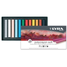 Lyra® PolyCrayons Soft Pastel Sticks Set, Assorted Colors, 12 Pieces