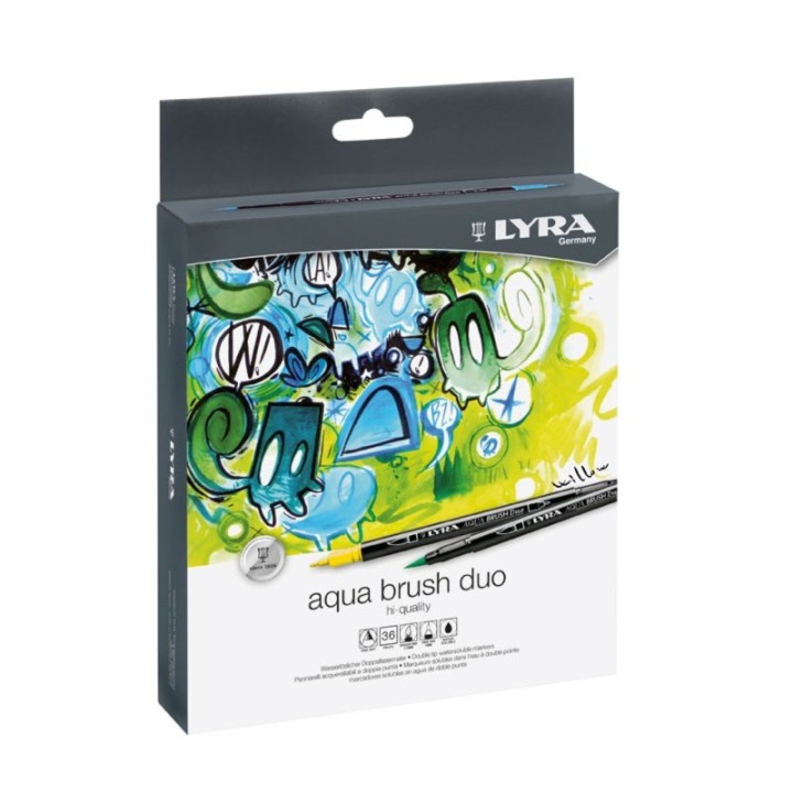 Lyra® Aqua Brush Duo Dual Tip Marker Set, Assorted Colors, 36 Pieces