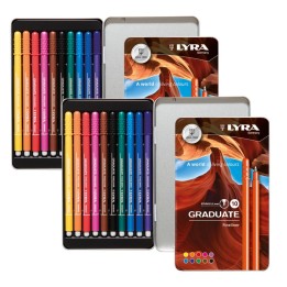Lyra® Graduate Fineliner Marker Set Tin, Assorted Colors, 10 Per Set, 2 Sets