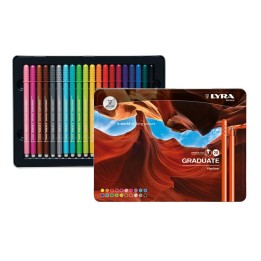 Lyra® Graduate Fineliner Marker Set Tin, Assorted Colors, 20 Pieces