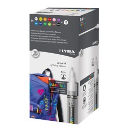 Lyra® Graduate Mark All Permanent Paint Markers Set, Assorted Colors, 2mm Medium Tip, 12 Pieces