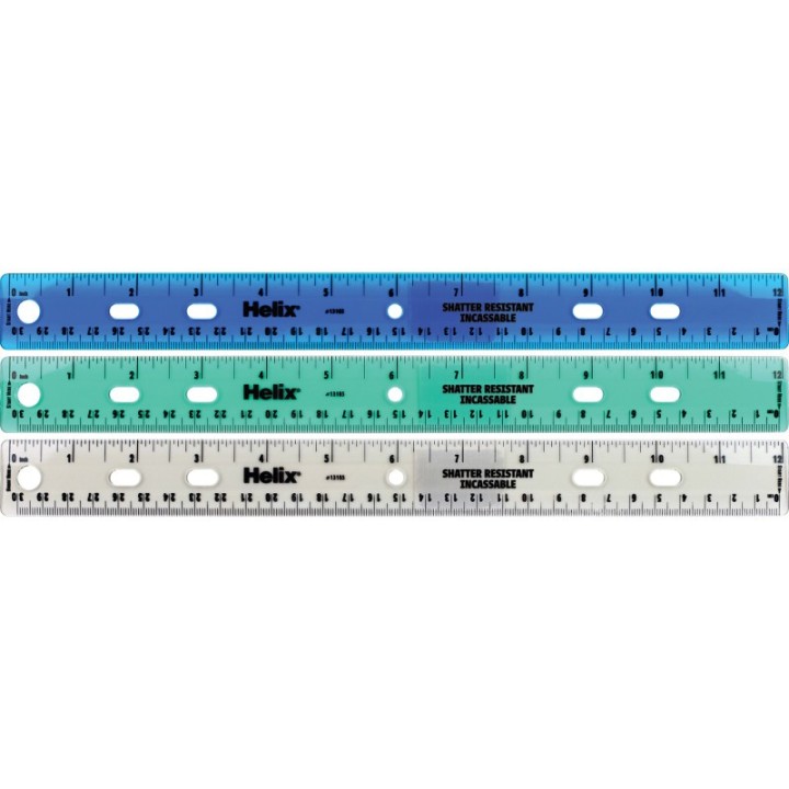 Helix® Shatter Resistant Ringbinder Ruler 12" / 30cm