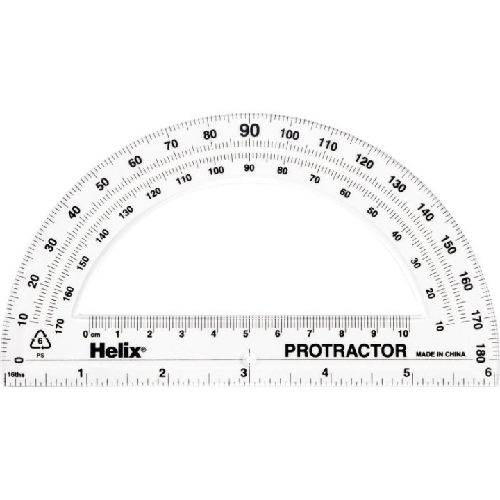 Helix® 180 Degree Standard Protractor, 6"