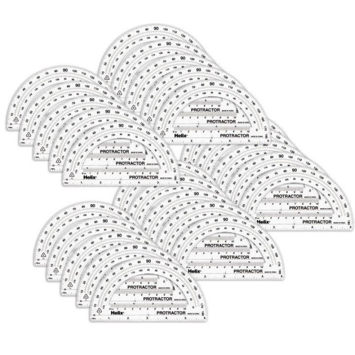 Helix® 180 Degree Standard Protractor, 6", Pack of 25