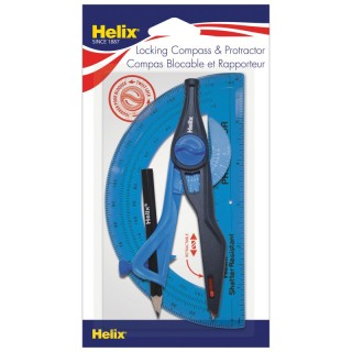 Helix® Plastic Locking Compass & Protractor 2 Piece Set