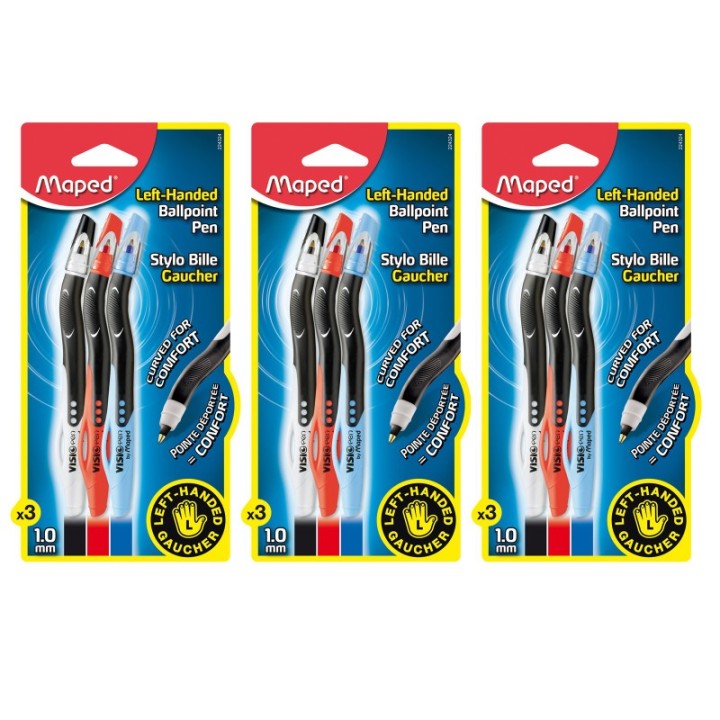 Maped® Visio Pen Ball-Point For Lefties, 3 Per Pack, 3 Packs