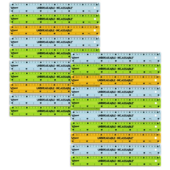 Maped® Unbreakable Ruler 12" / 30cm, Pack of 20