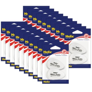 Helix® White Pebble Eraser, White, 2 Per Pack, 20 Packs