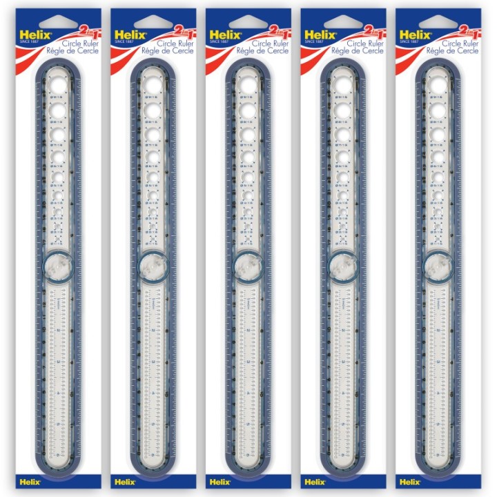 Helix® 2-in-1 Circle Ruler Measuring & Compass Tool 12" / 30cm, Pack of 5
