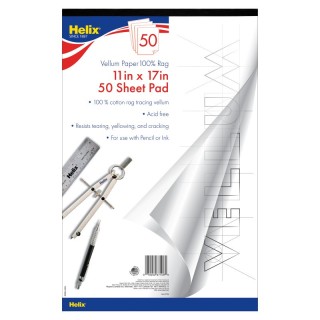 Helix® Vellum Paper Pad, 100% Rag, 11" x 17", 50 Sheets