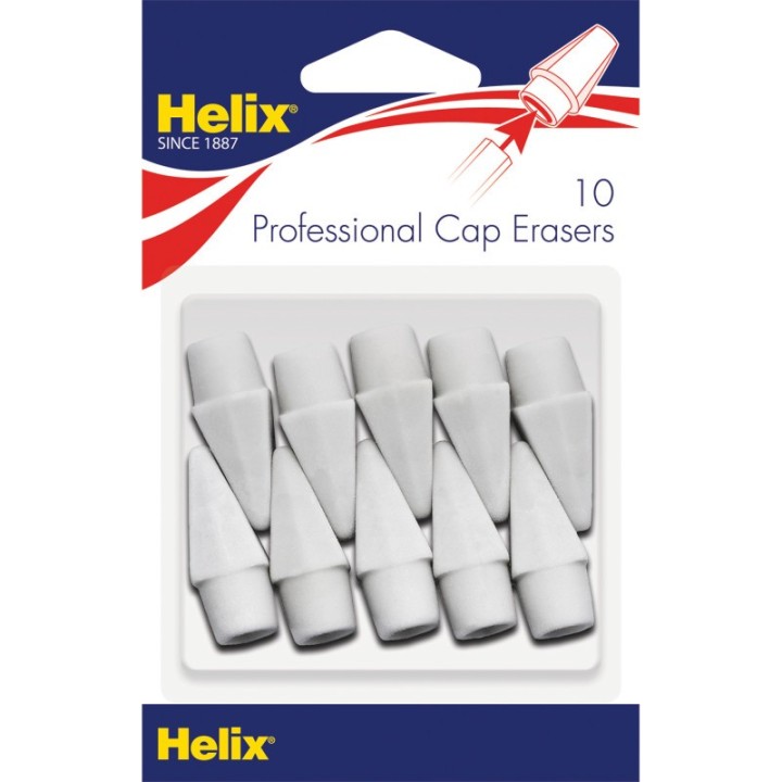 Helix® Professional Pencil Cap Erasers, Pack of 10