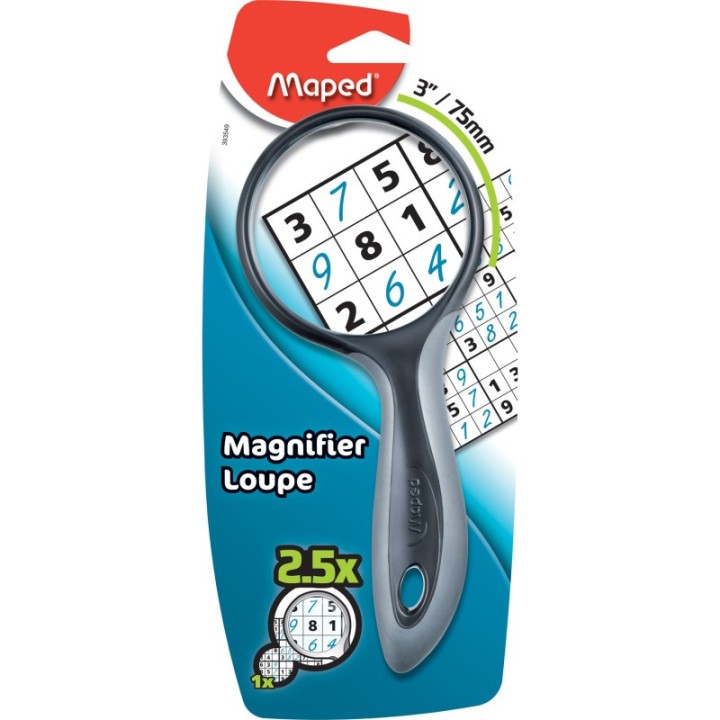 Maped® Ergologic Large 2.5X Magnifying Glass, 3", Assorted Colors