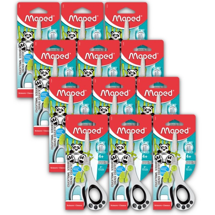 Maped® Koopy 5" Scissors with Spring, Blunt Tip, Pack of 12