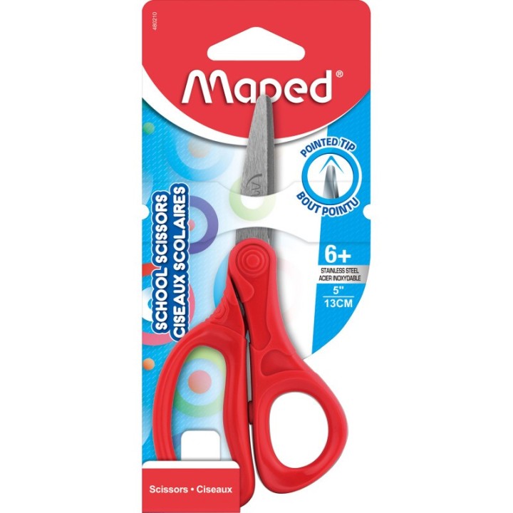 Maped® Essential 5" Pointed School Scissors, Assorted Colors, Retail Packaging