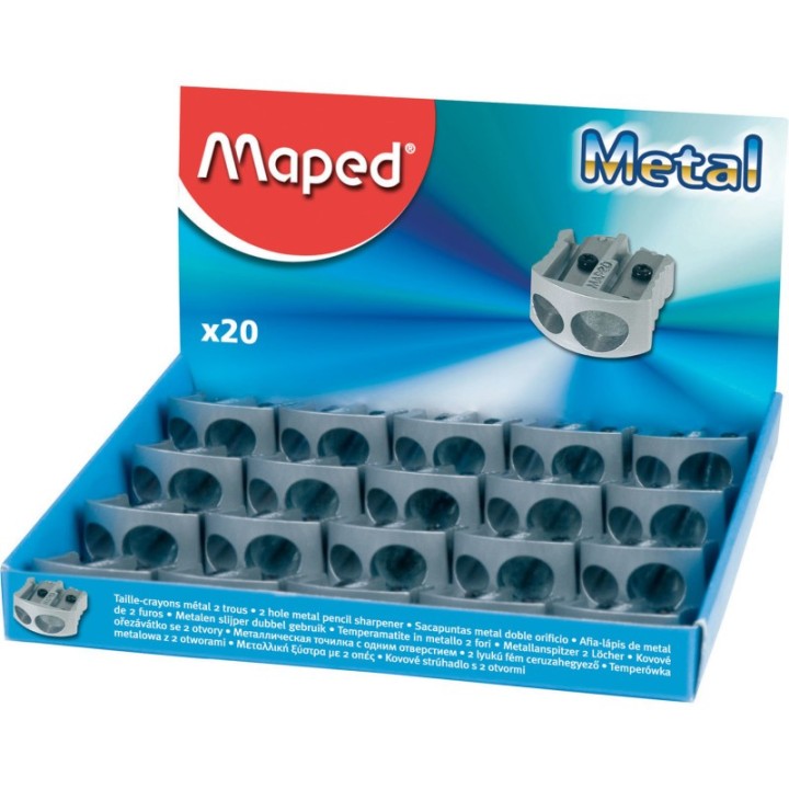 Maped® Classic 2 Hole Metal Pencil Sharpener, Display of 20