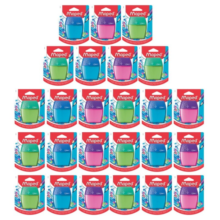 Maped® Shaker Pencil Sharpener, 2-Hole, Pack of 25