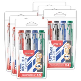 Maped® Marker'Peps Dry Erase Jumbo Marker, Chisel Tip, 4 Per Pack, 6 Packs