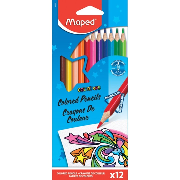 Maped® Color'Peps Triangular Colored Pencils, Pack of 12
