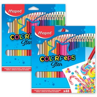 Maped® Color'Peps Triangular Colored Pencils, Assorted Colors, 48 Per Pack, 2 Packs