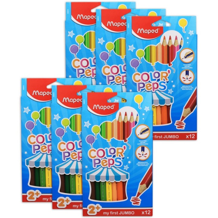 Maped® Color'Peps My First Jumbo Triangular Colored Pencils, 12 Per Pack, 6 Packs