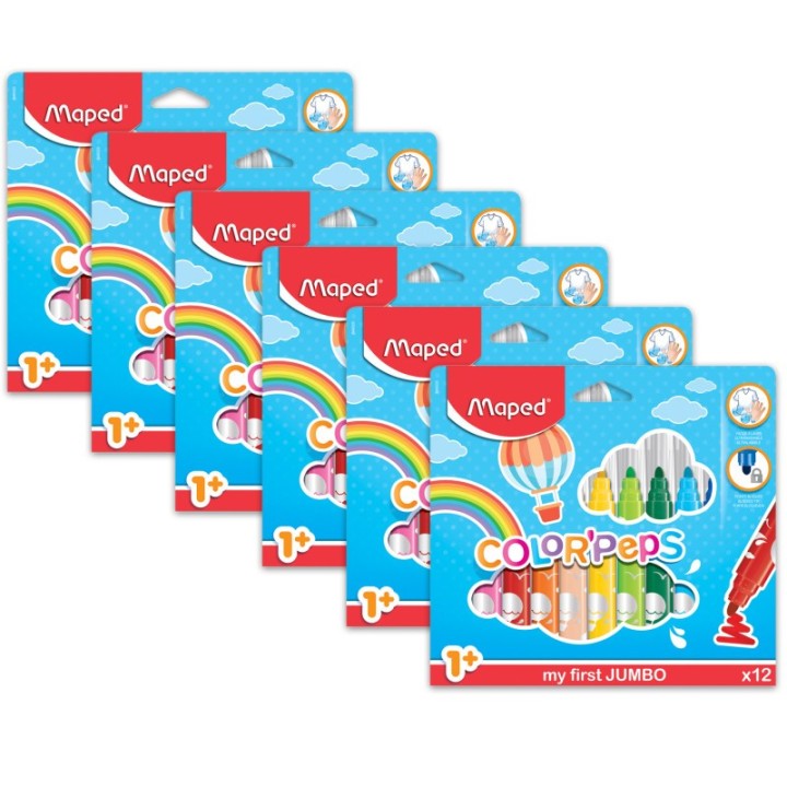Maped® Color'Peps My First Safety Tip Ultrawashable Markers, 12 Per Pack, 6 Packs