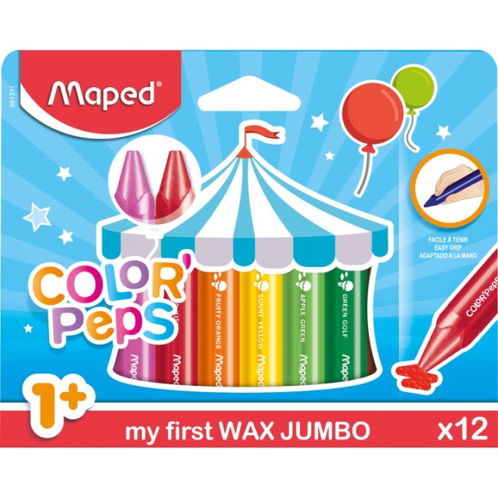 Maped® Color'Peps My First Jumbo Triangular Wax Crayons, Pack of 12