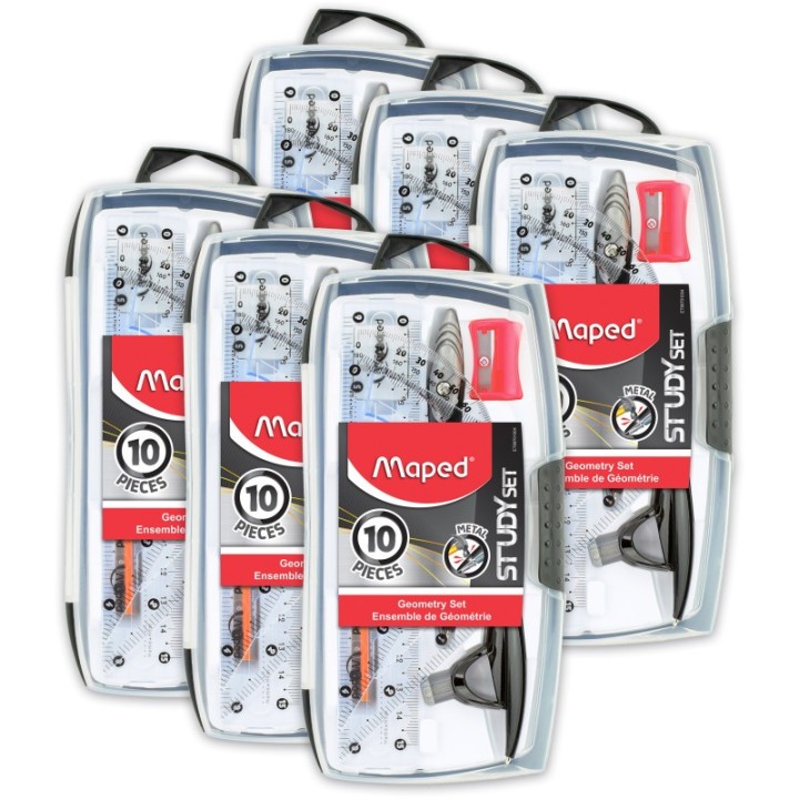 Maped® Study Metal Compass, 10 Piece Set, 6 Sets
