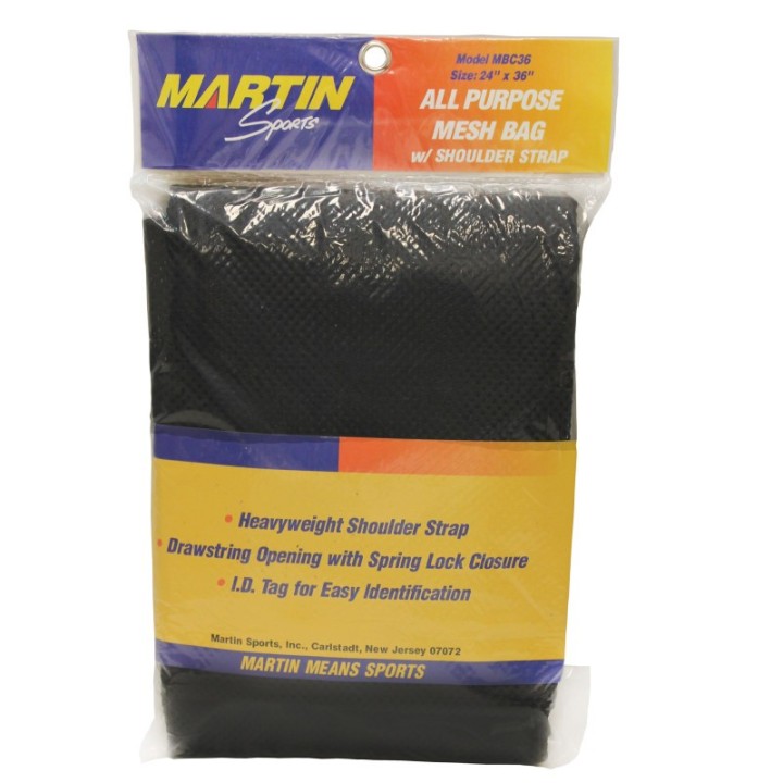 Martin Sports All Purpose Mesh Bag with Carrying Strap, Black, 24" x 36"