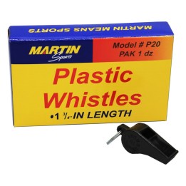 Martin Sports Black Plastic Whistles, Set of 12