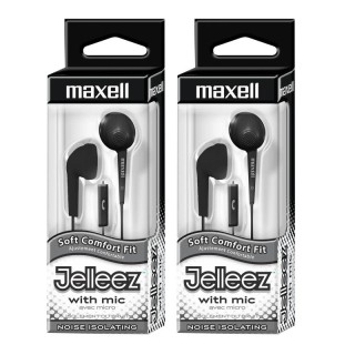 Maxell Jelleez™ Soft Earbuds with Mic, Black, Pack of 2